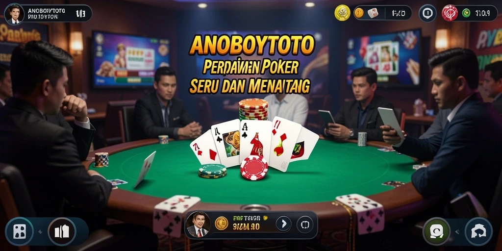 Tangkapan layar utama ANOBOYTOTO menunjukkan gameplay poker yang menarik.