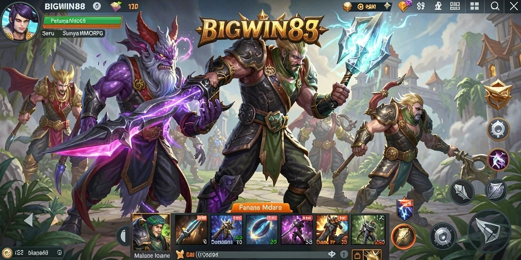 Screenshot gameplay intens saat bertarung melawan monster besar di BIGWIN88.