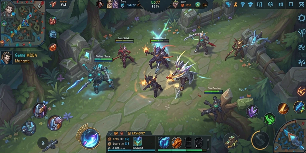 Gambaran gameplay MOBA yang seru dan intens.