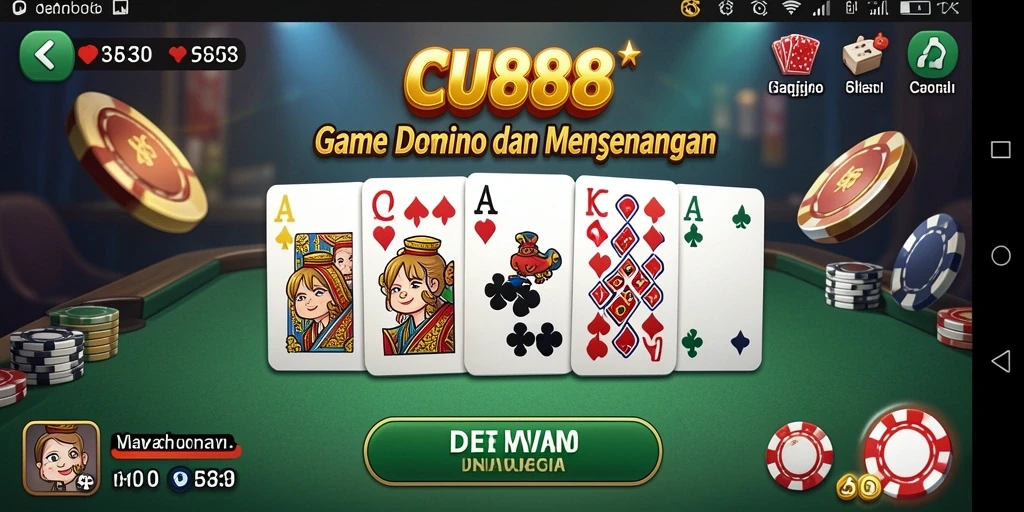 Tampilan screenshot utama CU888 menampilkan gameplay Domino yang menarik.