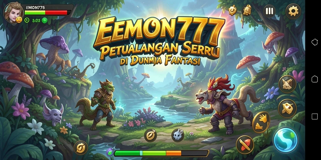 Tangkapan layar gameplay EMON777 menampilkan aksi menegangkan di dunia fantasi.
