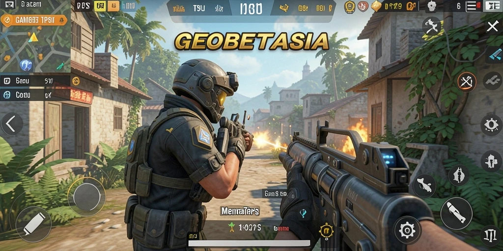 Tampilan gameplay seru di GOBETASIA dengan aksi menembak yang intens.