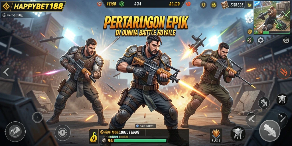 Tampilan gameplay yang seru di dunia Battle Royale HAPPYBET188.
