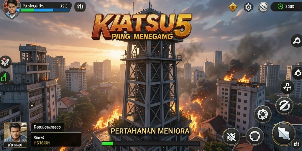 Tampilan menakjubkan dari gameplay menara pertahanan KATSU5.