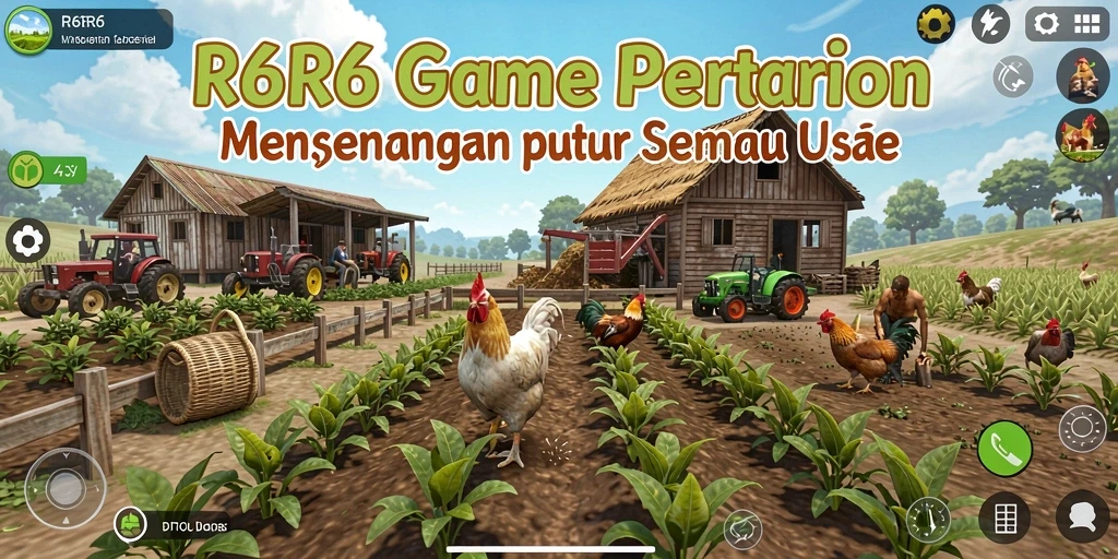 Tampilan gameplay R6R6 dengan aktivitas pertanian yang menarik.