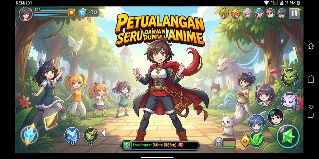 Tampilan gameplay seru dari REMI101 dengan karakter Anime favorit.