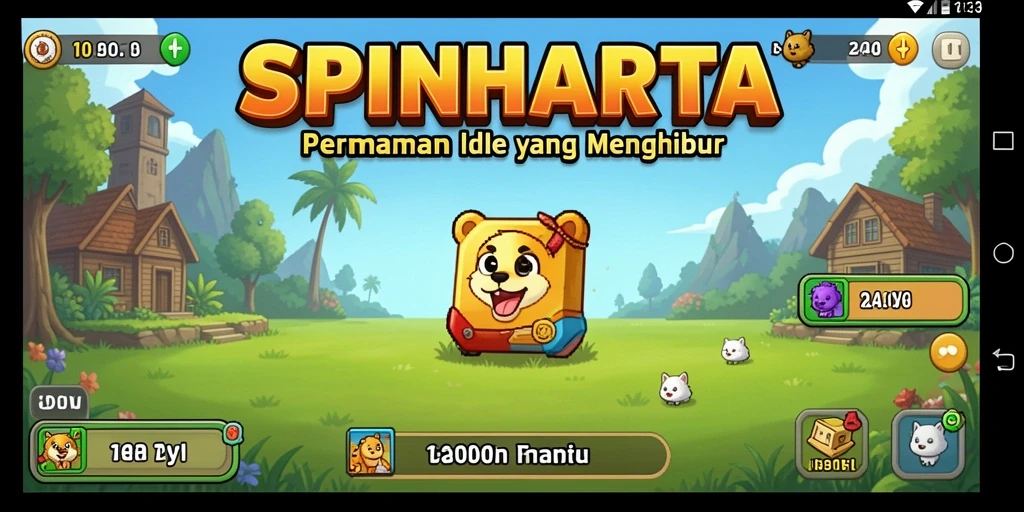 Tampilan gameplay utama SPINHARTA yang menarik dan penuh warna.