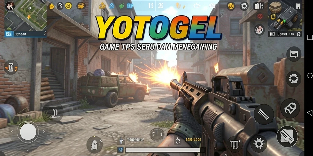 Gameplay seru YOTOGEL dengan aksi tembak-menembak yang intens.