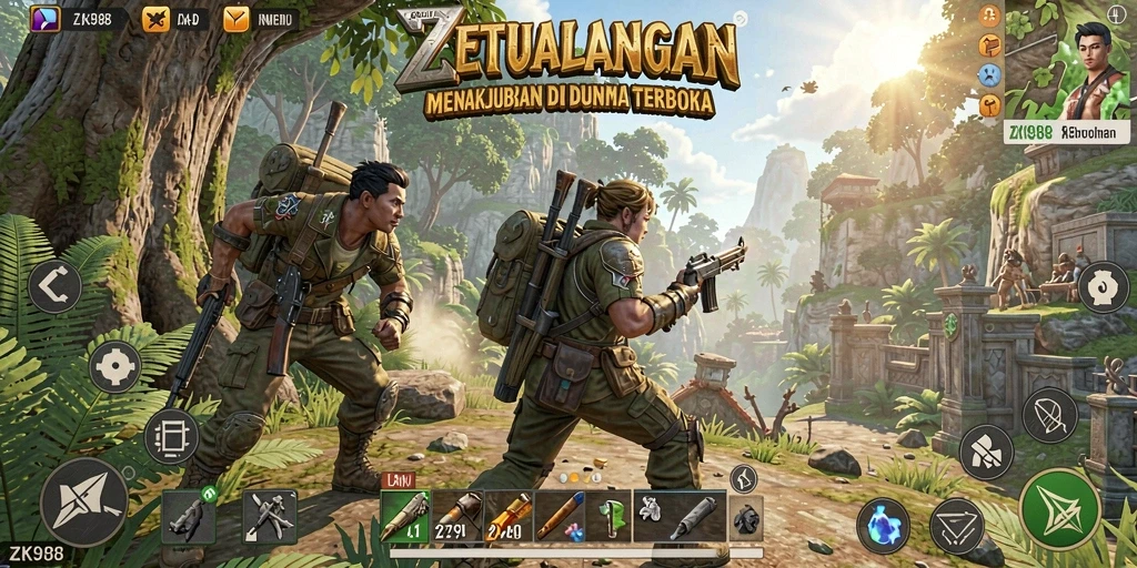 Screenshot gameplay ZK988 menampilkan eksplorasi dunia terbuka yang menakjubkan.
